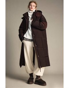 Пальто длинное стеганое с капюшоном Befree