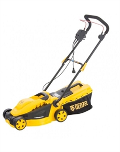 Колесная газонокосилка DENZEL GM-1200, электрическая, 1200Вт, ширина скашивания 32см, высота скашивания 20мм-50мм, объем травосборника 25л., 10.5кг (96615) Denzel