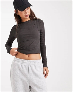 Лонгслив с длинными рукавами из текстурированной сетки, антрацитового цвета Asos design