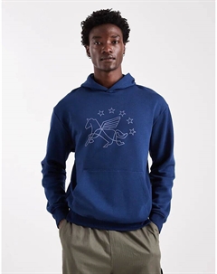 Толстовка со спортивным прорезиненным принтом темно-синего цвета Asos design