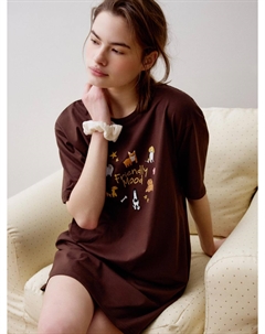 Домашнее платье-футболка оверсайз с принтом Sela