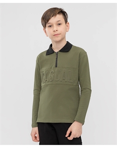 Поло хаки с длинным рукавом Button blue