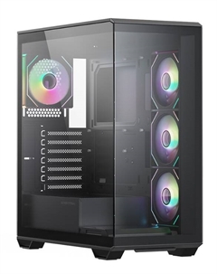 Корпус ATX Q600 4ARGB-C10-UC Black без БП, боковая панель из закалённого стекла, USB 3.0 Xastra