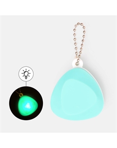 Маячок светящийся в форме алмаза силиконовый на ошейник для собак, 4х2х4,5 см, бирюзовый Rungo