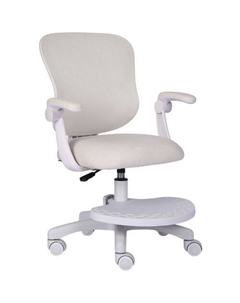 Кресло детское MG-206, на колесиках, ткань, бежевый/белый Brabix