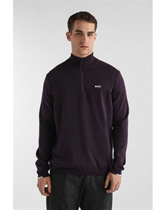 Пуловер хлопковый с воротником на молнии Boss