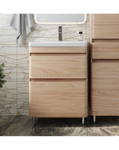 Тумба с раковиной Атлантика 60 Люкс Plus, напольная, ясень перламутр Style line