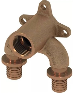 Тройник угловой с настенным креплением, закругленный, бронза 16 × Rp 1/2" × 16 708625 Tece