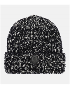 Шапка-бини из шерсти и хлопка Logo, Black Moncler