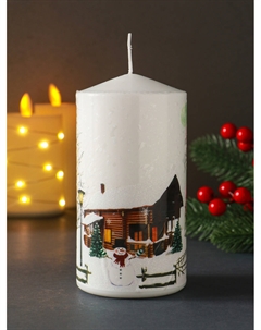 Свеча новогодняя 70×140 мм, с декором, дед мороз Nobrand