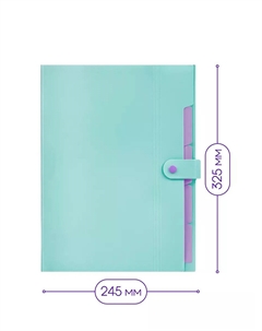 Папка а4, 5 отделений,, 600 мкм, на кнопке, зеленая, матовая Calligrata