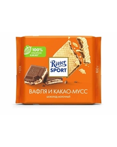 Шоколад молочный вафля, какао-мусс 100 г Ritter sport