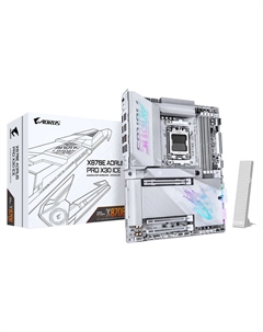 Материнская плата ATX X870E AORUS PRO X3D ICE (AM5, AMD X870E, 4*DDR5 (9000), 3*PCIe, 4*M.2, 4*SATA, WiFi, BT, 2*USB 4, 9*USB 3.2, HDMI) Gigabyte