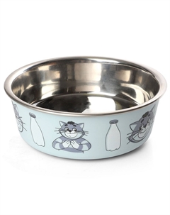 Миска металлическая для кошек и собак Матроскин, 250 мл, диаметр 10 см, серый Триол