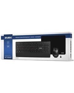 Комплект (клавиатура+мышь) KB-C3800W, USB, беспроводной, черный Sven