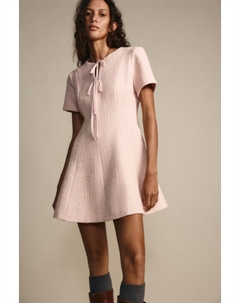 Платье мини твидовое с завязками Befree