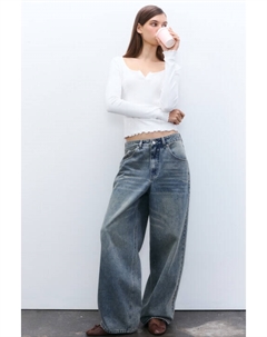 Джинсы baggy fit с вышивкой на кармашке Befree