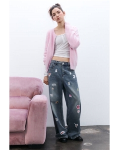 Джинсы baggy fit с принтом-наклейками Befree