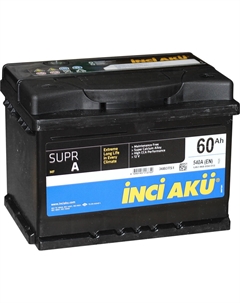 Автомобильный аккумулятор Supr A 60 Ач обратная полярность LB2 Inci aku