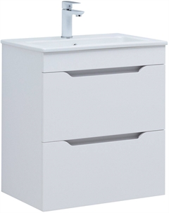 Тумба под раковину Практика 60 см 00347963 подвесная, белая глянцевая Aquanet