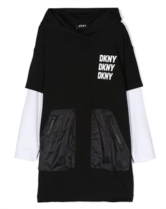 Многослойное платье-свитер с капюшоном, черный Dkny kids