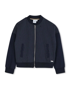 Бомбер с отделкой в полоску, синий Boss kidswear