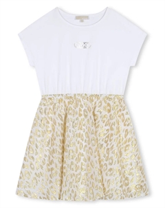 Платье с леопардовым принтом и вставками, белый Michael kors kids