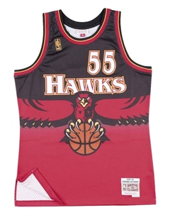 Топ Hawks 96 Dikembe Mutombo Swingman Road из коллаборации с NBA, красный Mitchell and ness