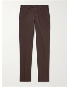 Брюки прямого кроя из хлопкового твила стретч Venezia 1951, шоколадный Incotex