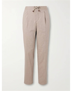 Venezia 1951 Узкие зауженные брюки в полоску из хлопчатобумажной смеси со складками, бежевый Incotex