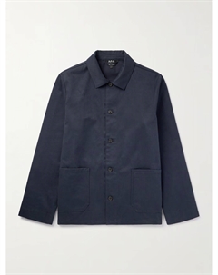 Хлопковая саржевая рубашка с вышитым логотипом Kerlouan, темно-синий A.p.c.