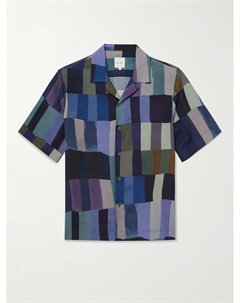 Рубашка из крепа с принтом и откидным воротником, синий Paul smith