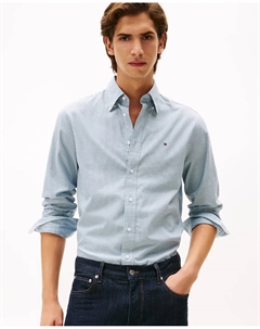 Мужская рубашка с принтом, стиль Оксфорд, светло-голубой Tommy hilfiger