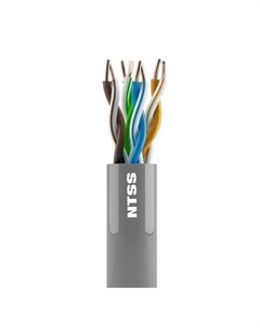 Кабель витая пара U/UTP 6 кат. 4 пары -IN-UTP4-6-LSZH-GY U/UTP 6кат 4 пары одножильный 23AWG медь 305м внутренний нг(А)-HF (LSZH) серый Ntss