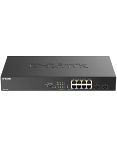 Коммутатор DGS-1010P/B1A конфигурируемый 8x10/100/1000Base-T PoE (PoE-бюджет 125Вт), 2x1000Base-X SFP и DIP-переключателем D-link