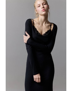 Платье миди в рубчик с кружевной отделкой Befree