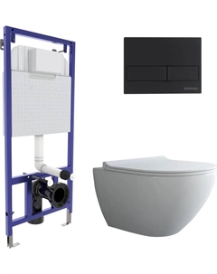 Комплект унитаза с инсталляцией Puma с сиденьем микролифт и кнопкой смыва черной Berges