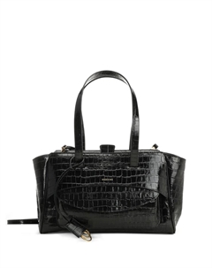 Сумка-тоут с тиснением под крокодила и верхней ручкой, черный Hidesins