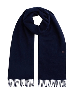 Шарф с бахромой и ёлочным узором, синий Tommy hilfiger