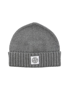 Шапка бини N04Z4 с нашивкой-логотипом, серый Stone island junior