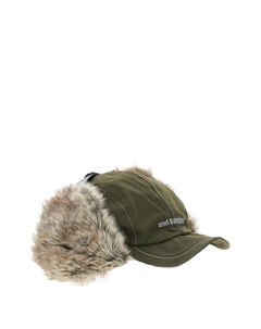 Шапка с ушками из искусственного меха и логотипом, зеленый And wander