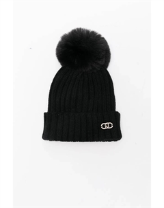 Шапка с помпоном и нашивкой-логотипом, черный Liu jo kids