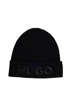 Шапка-бини в рубчик, черный Hugo