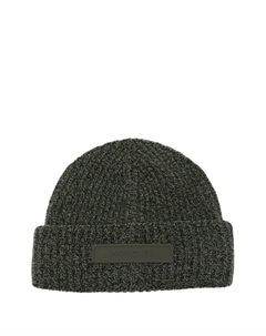 Шапка бини в рубчик с нашивкой-логотипом, зеленый Moncler