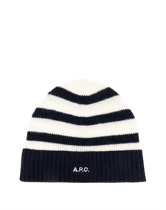 Полосатая шапка бини в рубчик, белый A.p.c.