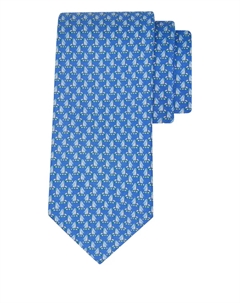 Шёлковый галстук с принтом пингвинов, синий Ferragamo