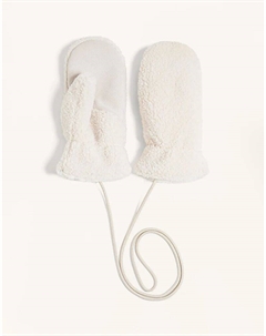 Варежки из искусственной овчины со шнуром цвета экрю Oysho