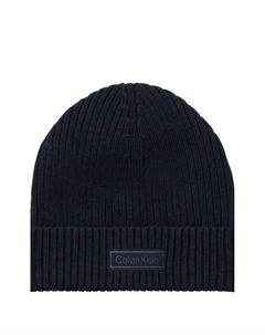 Вязаная шапка с нашивкой-логотипом, синий Calvin klein