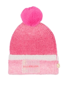 Вязаная шапка в полоску с помпоном, розовый Billieblush