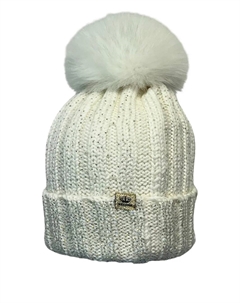 Шапка с помпоном и логотипом, кремовый Cuffie regina
